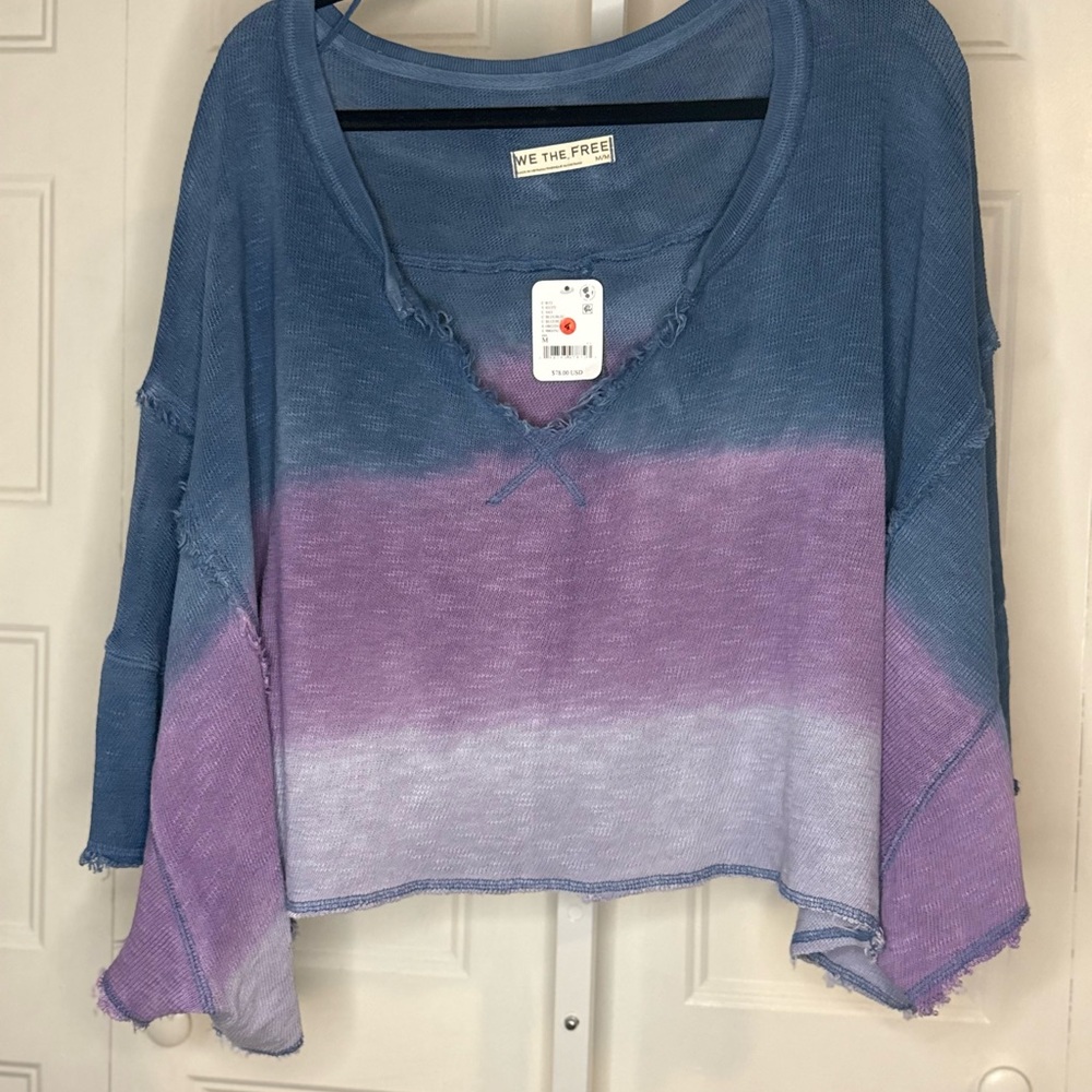 We The Free Blue Purple Ombre Cropped Sweatshirt